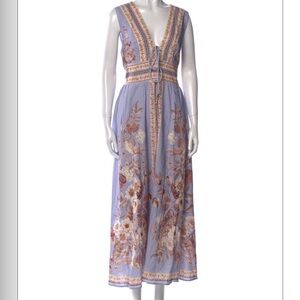 Caroline Constas Lavender and Cream Floral Maxi Dress